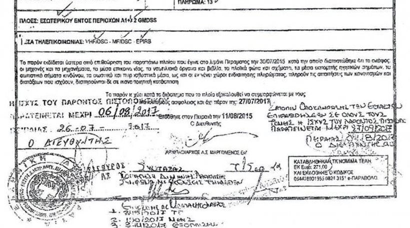 Το «Αγία Ζώνη» κυκλοφορούσε με παρατάσεις που είχε δώσει το υπουργείο – Εγγραφα ντοκουμέντα